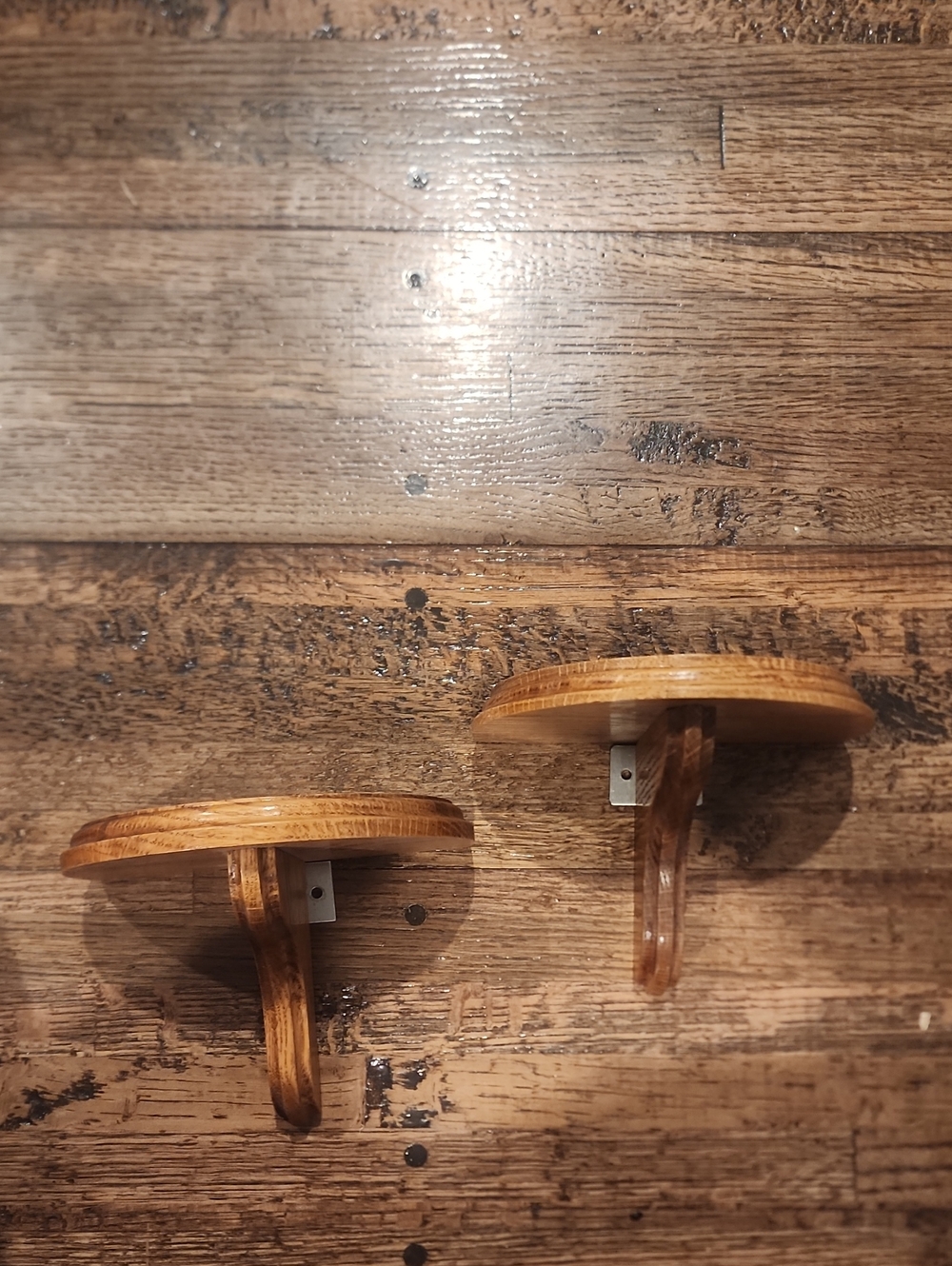 Handcrafted Wooden Wall Shelves - Brown -